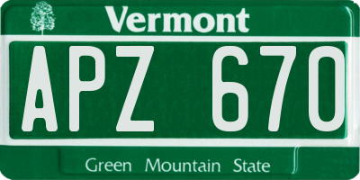 VT license plate APZ670
