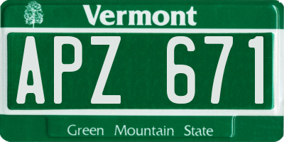 VT license plate APZ671