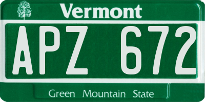 VT license plate APZ672