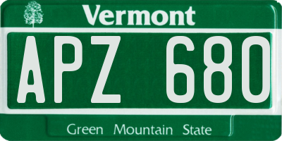 VT license plate APZ680