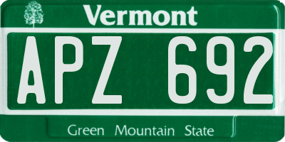 VT license plate APZ692
