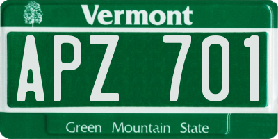 VT license plate APZ701