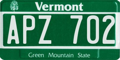 VT license plate APZ702