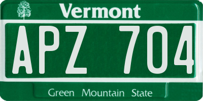 VT license plate APZ704
