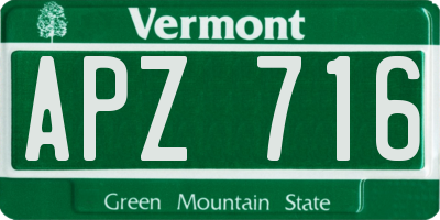 VT license plate APZ716