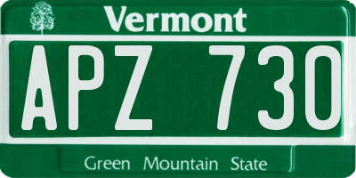 VT license plate APZ730