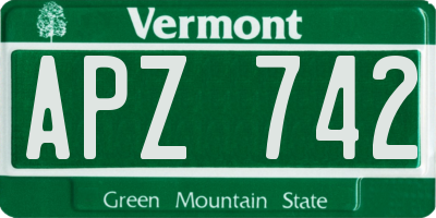 VT license plate APZ742