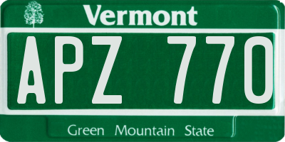 VT license plate APZ770