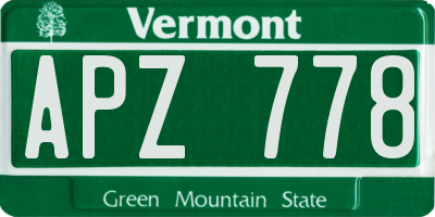 VT license plate APZ778