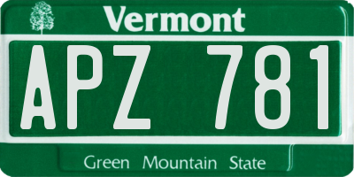 VT license plate APZ781