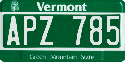 VT license plate APZ785