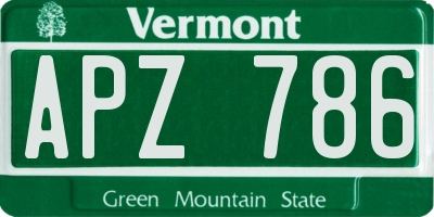 VT license plate APZ786
