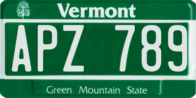VT license plate APZ789