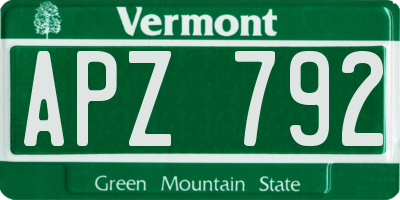 VT license plate APZ792