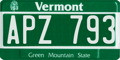 VT license plate APZ793