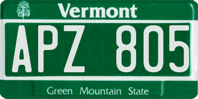 VT license plate APZ805