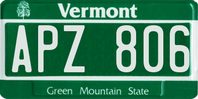VT license plate APZ806