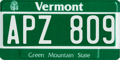 VT license plate APZ809