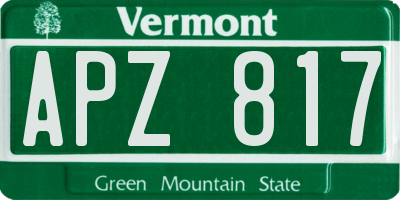 VT license plate APZ817