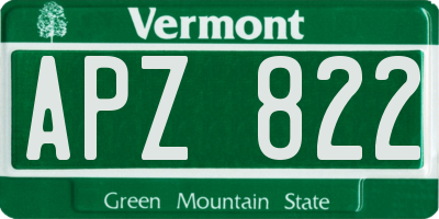 VT license plate APZ822