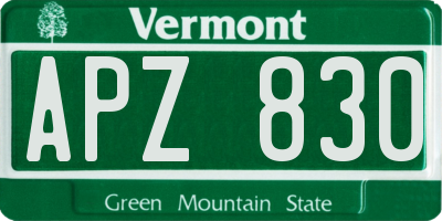 VT license plate APZ830