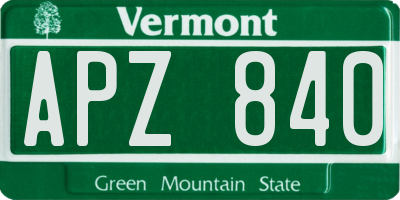 VT license plate APZ840