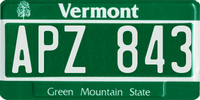 VT license plate APZ843