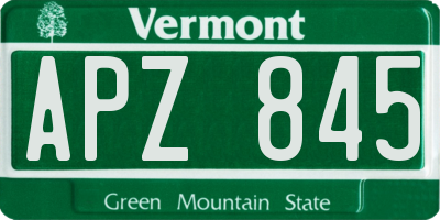 VT license plate APZ845