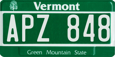 VT license plate APZ848