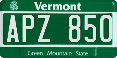VT license plate APZ850