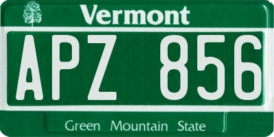 VT license plate APZ856