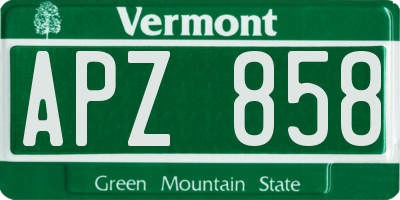 VT license plate APZ858