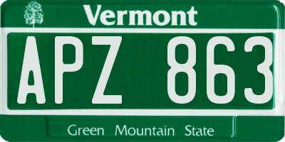 VT license plate APZ863
