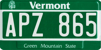 VT license plate APZ865