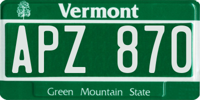 VT license plate APZ870