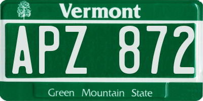 VT license plate APZ872