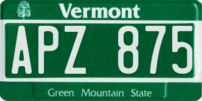 VT license plate APZ875