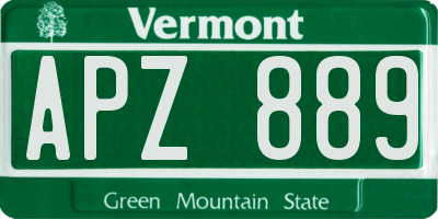 VT license plate APZ889