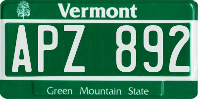 VT license plate APZ892