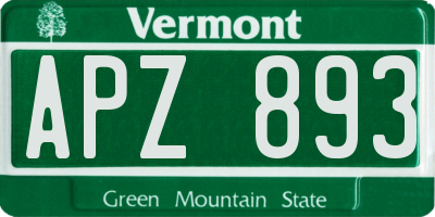 VT license plate APZ893