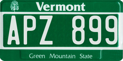 VT license plate APZ899