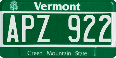VT license plate APZ922