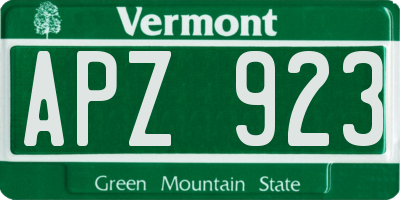 VT license plate APZ923