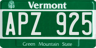 VT license plate APZ925