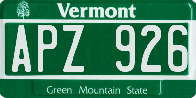 VT license plate APZ926