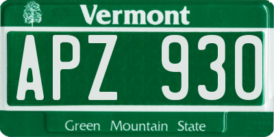 VT license plate APZ930