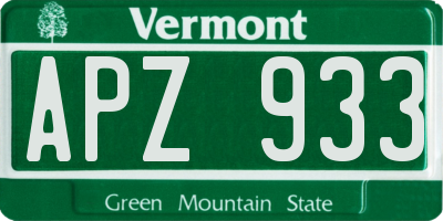 VT license plate APZ933