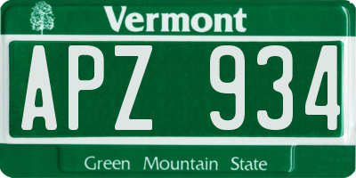 VT license plate APZ934