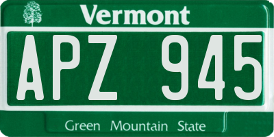 VT license plate APZ945
