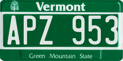 VT license plate APZ953